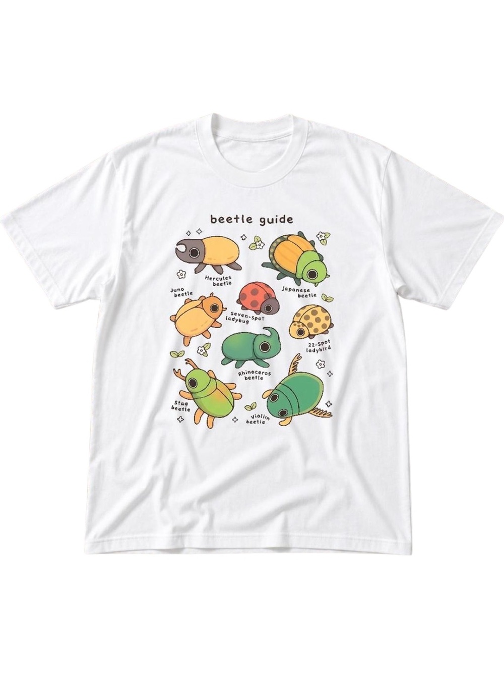 Gildan Beetle Guide Graphic Tee - White with Green & Yellow Artwork